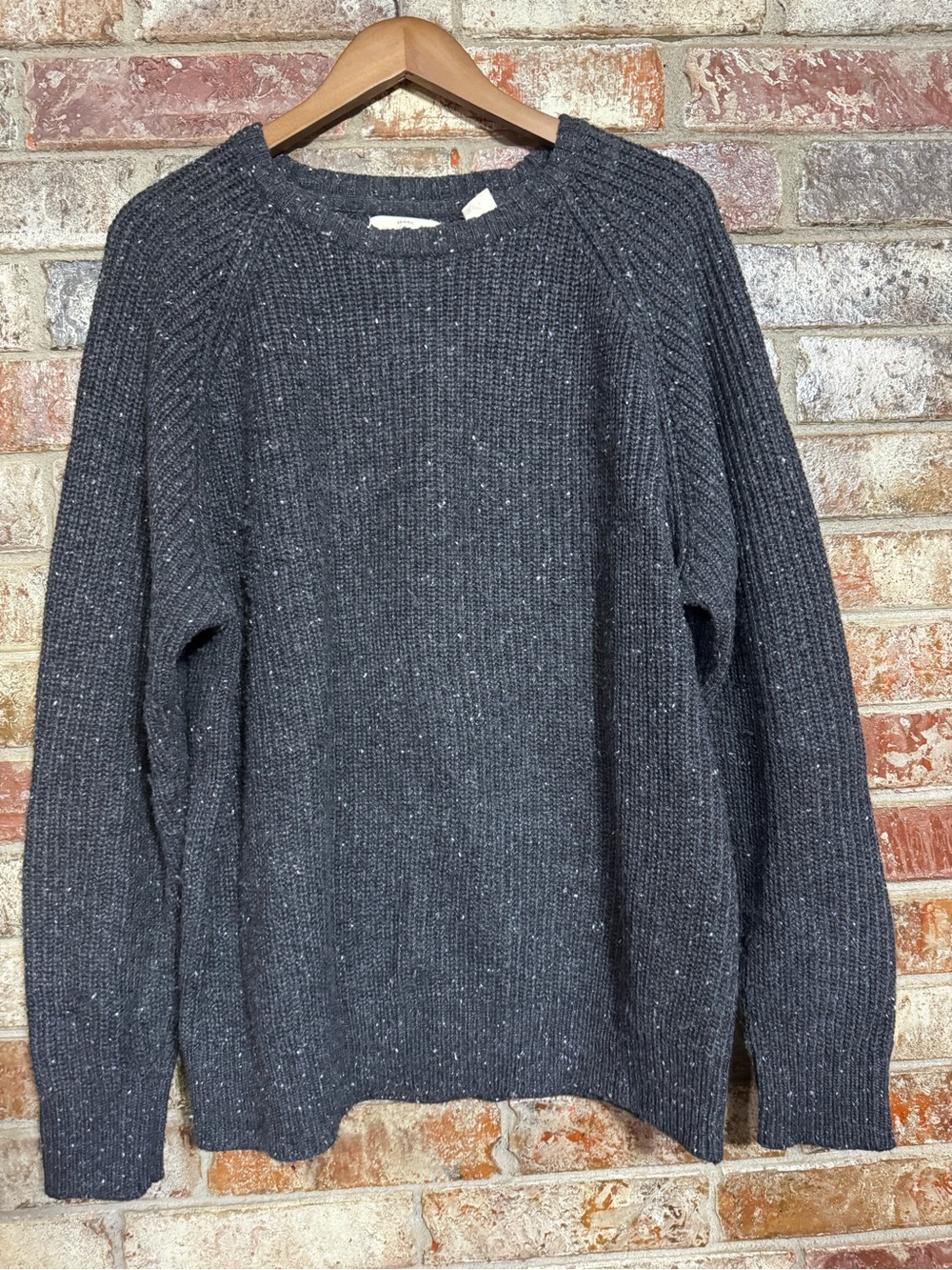 Weatherproof Vintage style Charcoal Speckled Ribbed Crewneck Sweater - Picture 1 of 6